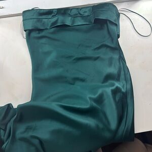 Floor Length Emerald Satin dress with partially open back